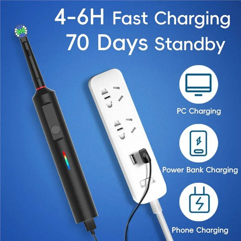 YCOC-Smart Electric Rotating Toothbrush, Rechargeable Rotary Design Featuring 2 Brush Heads- For Replacement
