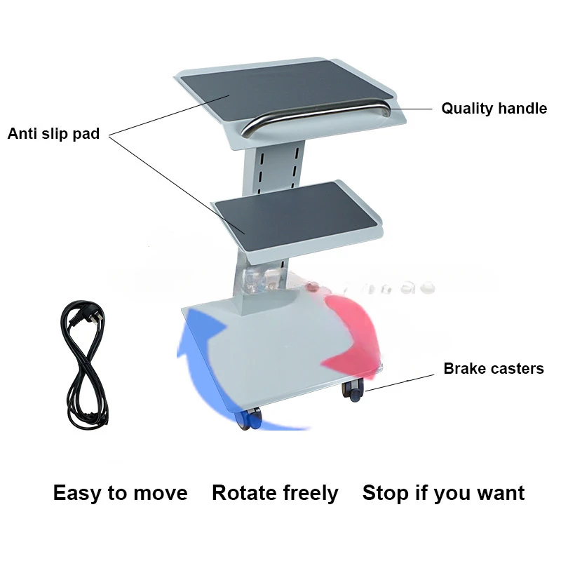 Medical Trolley Mobile Shelf Table Dental Unit Portable Cart With Silent Universal Wheels And Socket For Dental Clinic