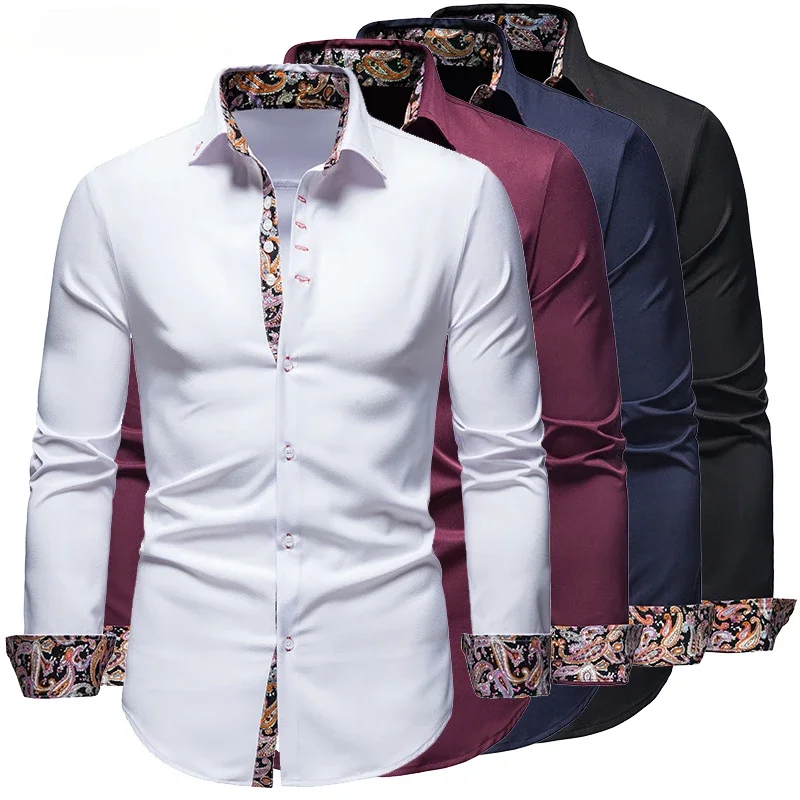 

Men's Shirt with Collar White Shirts Man Long Sleeve Men's Shirts 2023 Mens Polo Shirts for Men Famous Brands