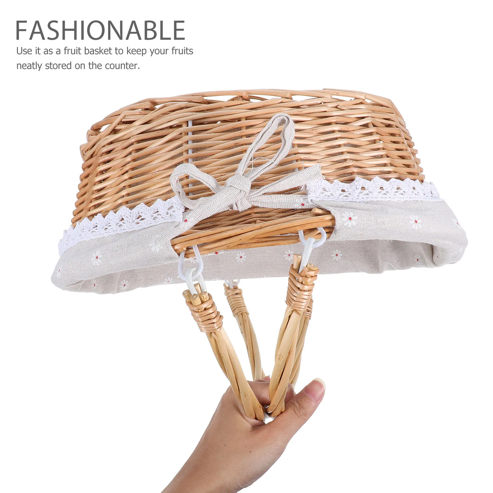 المنسوجة يدويا ريفي سلة خوص المحمولة نزهة الفاكهة المنظم سلة التخزين طاولة المطبخ جمع في الهواء الطلق
