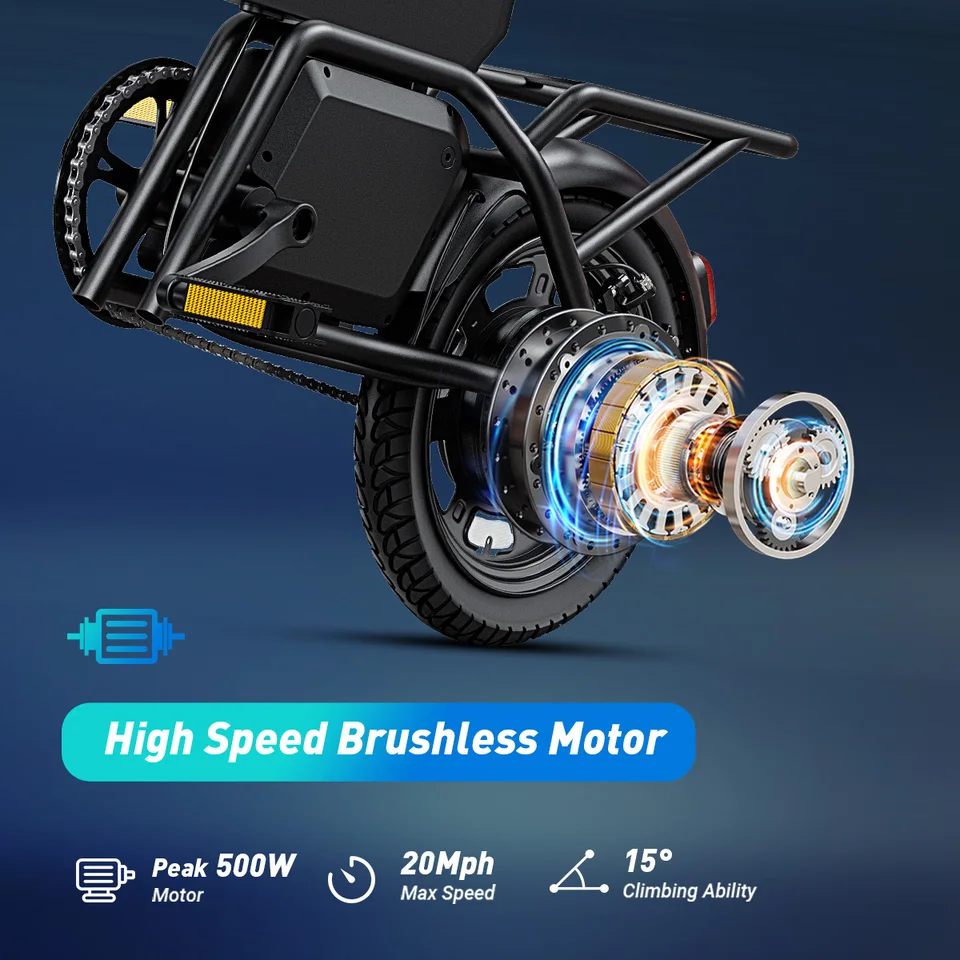 DYU B20 MINI 14 Inch Folding Electric Bike 500W Peak Motor 36V 7.8Ah Removable Battery 20MPH Urban Commuter E-Bike image 2