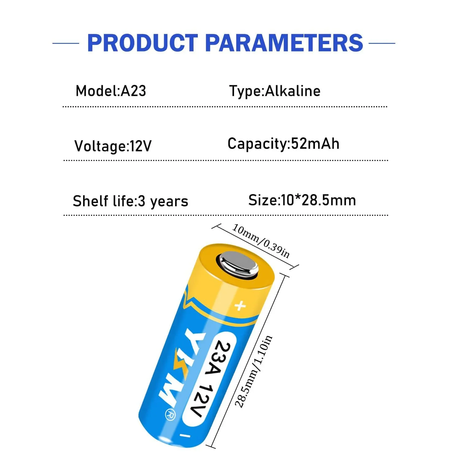 5PCS A23 23A 12V Alkaline Battery MN21/23 23AE L1028F A23G GP23A 12 Volt Dry Battery for Ceiling Fan Remote Garage Door Opener