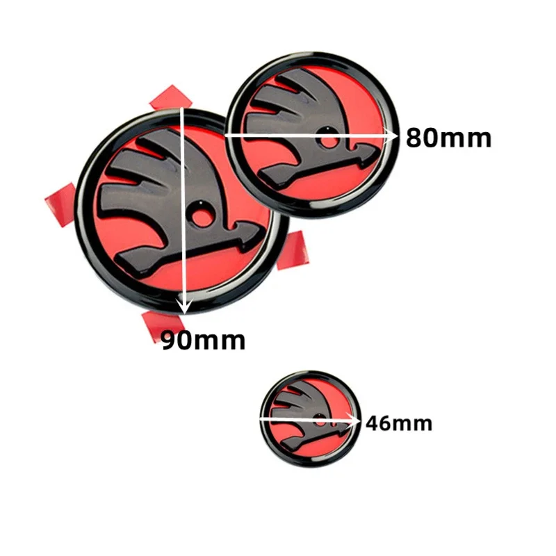 3pcs Car Front Rear Emblem for Skoda Superb 3 Fabia 1 Kodiaq Karoq Octavia RS Yeti Rapid Vision Steering Wheel Sticker Decals