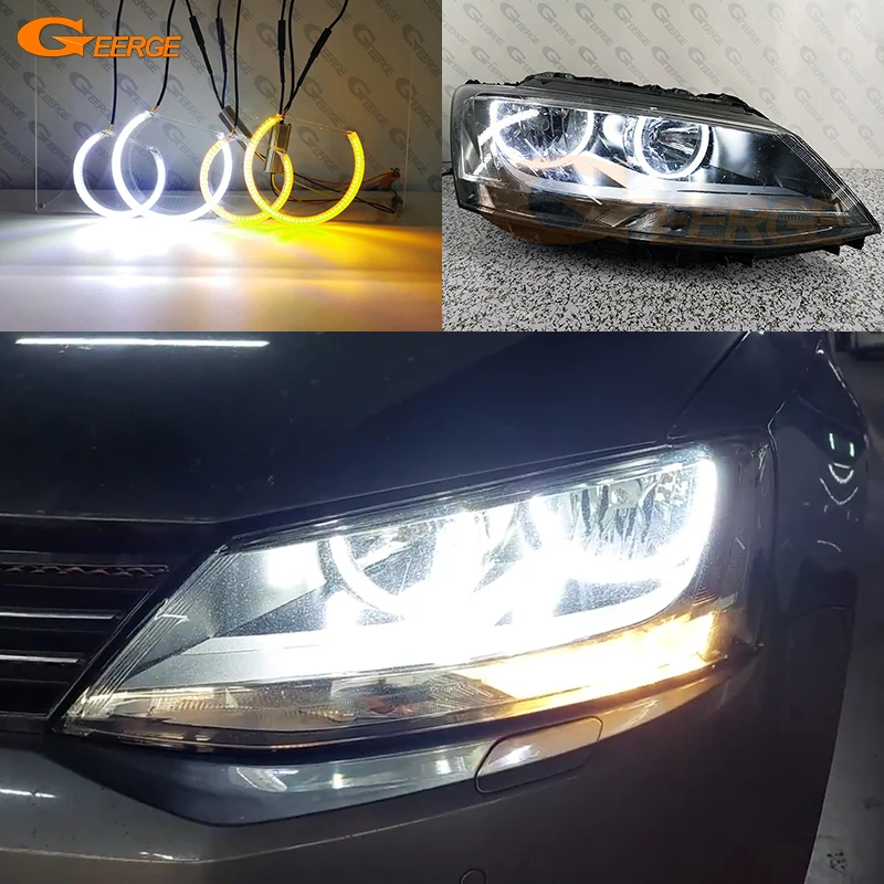 

For Volkswagen VW Jetta Sagitar A6 MK6 IV 2011 - 2016 2017 2018 2019 Day Light Ultra Bright SMD LED Angel Eyes Kit Halo Rings