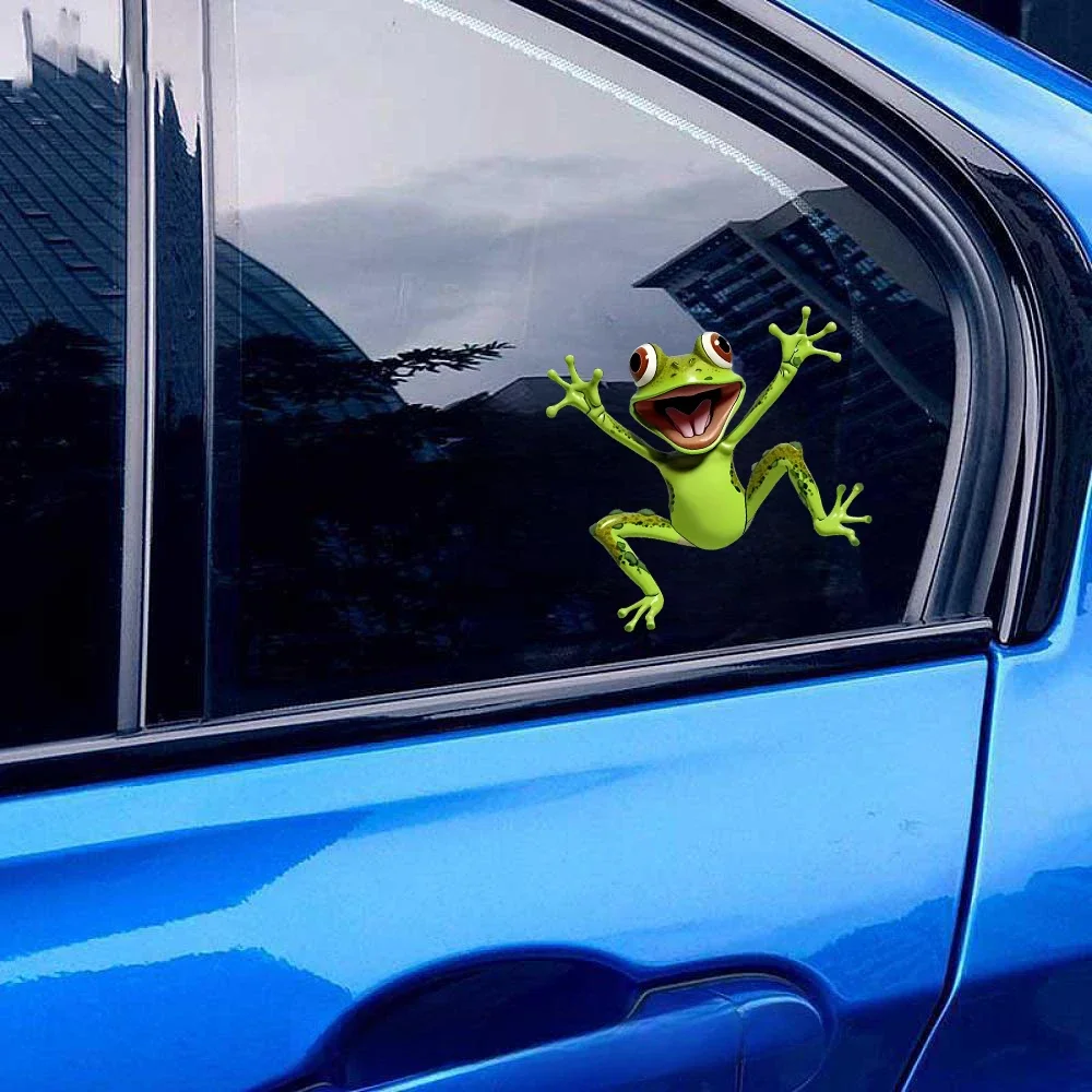 

1pc Vibrant Green Frog Decal Amusing Jumping Design Durable Adhesive Sticker for Laptops Phones Cars Trucks Motorcycles Windows
