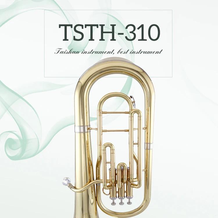 TaiShan Hot Selling Musical Instrument Three Vertical Keys Bb Tone Tenor Horn Gold Lacquer Horn