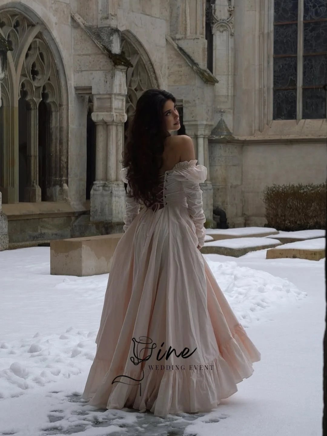 Oine Customized A Line Pleat Evening Dresses Off the Shoulder Long Sleeve Floor-Length Prom Gowns for Women 2026 платье вечернее