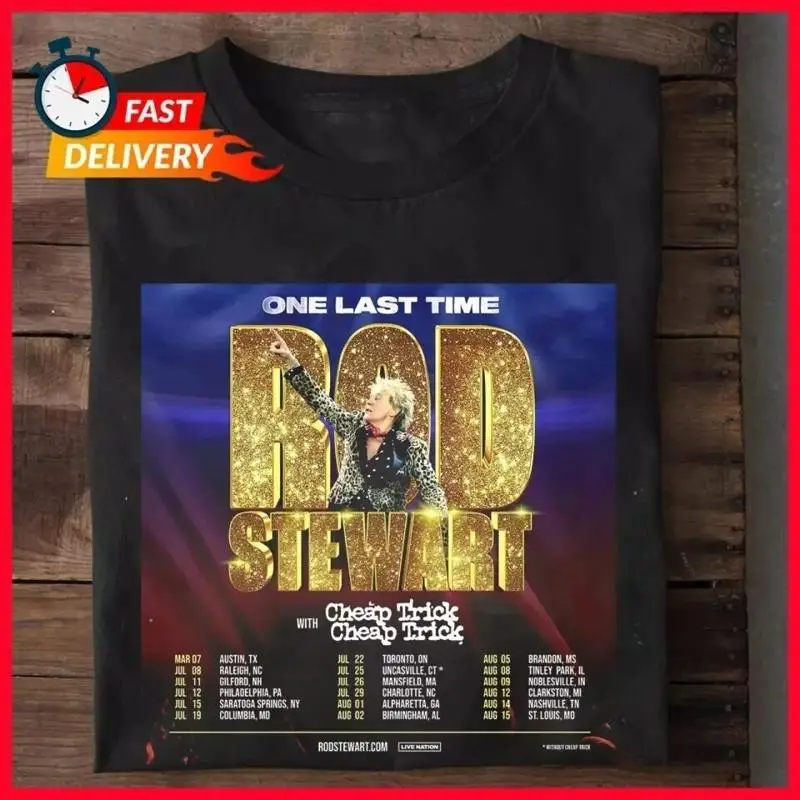 Rod Stewart 2025 Tour Trick T Shirt Black All Size S 3Xl