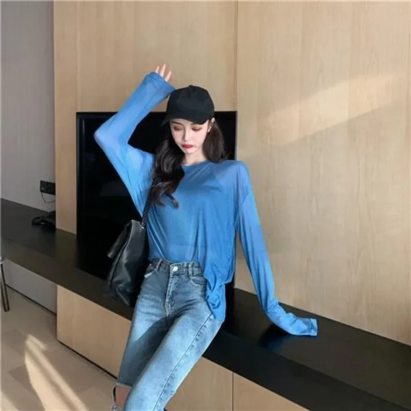 Long Sleeve T Shirt for Women Baggy Tops Woman Causal Korean Popular Clothes Y2k Vintage Cheap Emo Pulovers One Pieces Basic Yk2