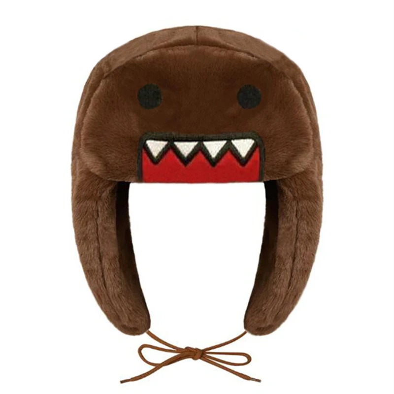 Unisex Domo Kun Anime chapéu de pelúcia, inverno bonito Ushanka, boné quente, desenhos animados, homens e mulheres