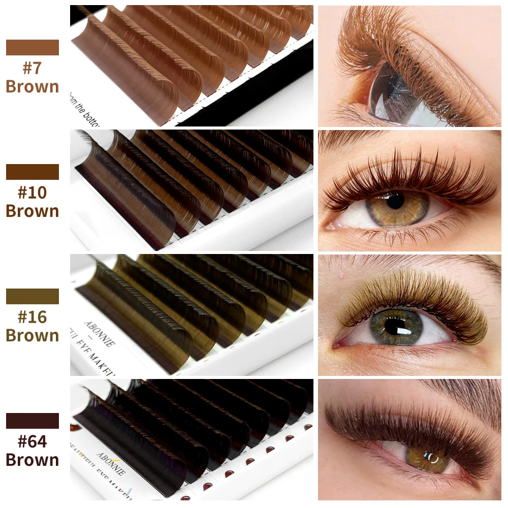 Abonnie Brown 개별 속눈썹 연장 모든 크기 속눈썹 다채로운 프리미엄 클래식 속눈썹