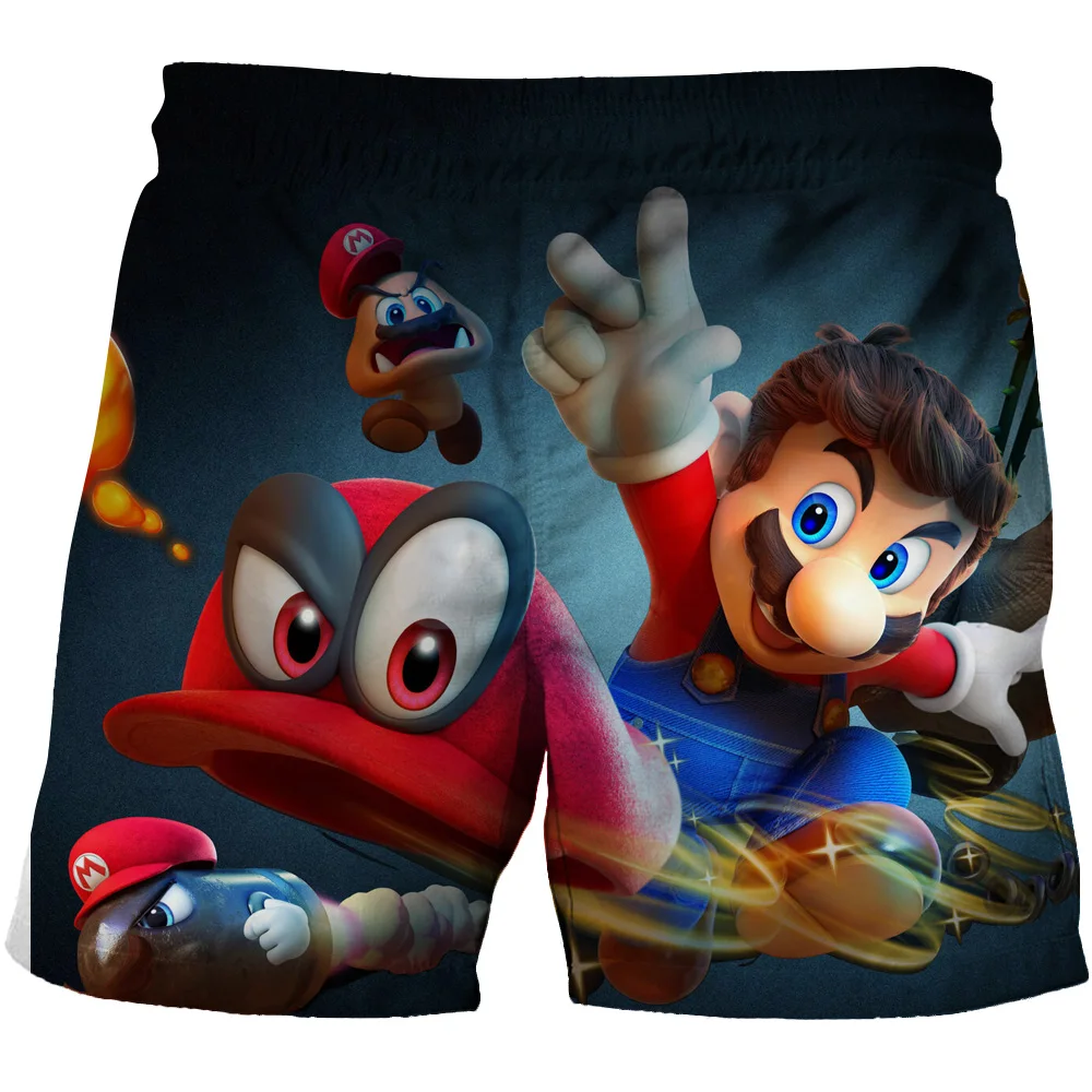 2025 verão venda quente dos desenhos animados mario impresso shorts, 3d digital impresso praia shorts, shorts casuais de secagem rápida das crianças