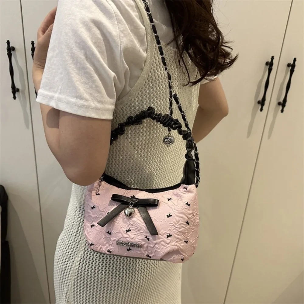 

Винтажная тканевая сумка через плечо с бантом из искусственной кожи, сумка для подмышек с сердечком и застежкой-молнией, сумка-хобо для отдыха на каждый день