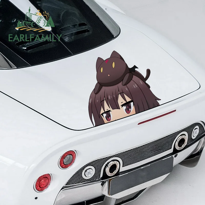 EARLFAMILY 43cm x 39.7cm for Wizard Neko Peeker Waterproof Car Stickers Sunscreen Personality Car Door Custom Printing Decal