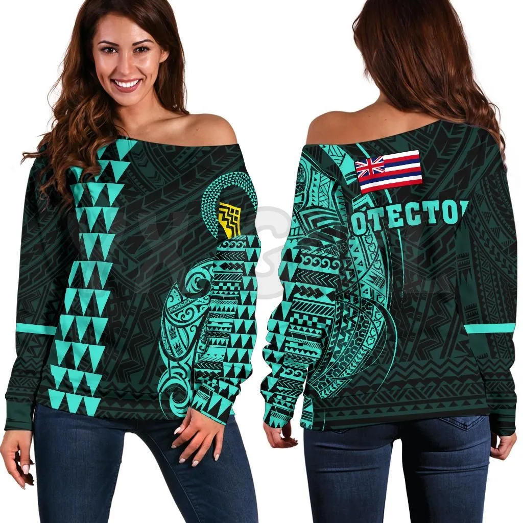 

YX GIRL Hawaii Mauna Kea Polynesian Turquoise 3D Printed Novelty Women Casual Long Sleeve Sweater Pullover