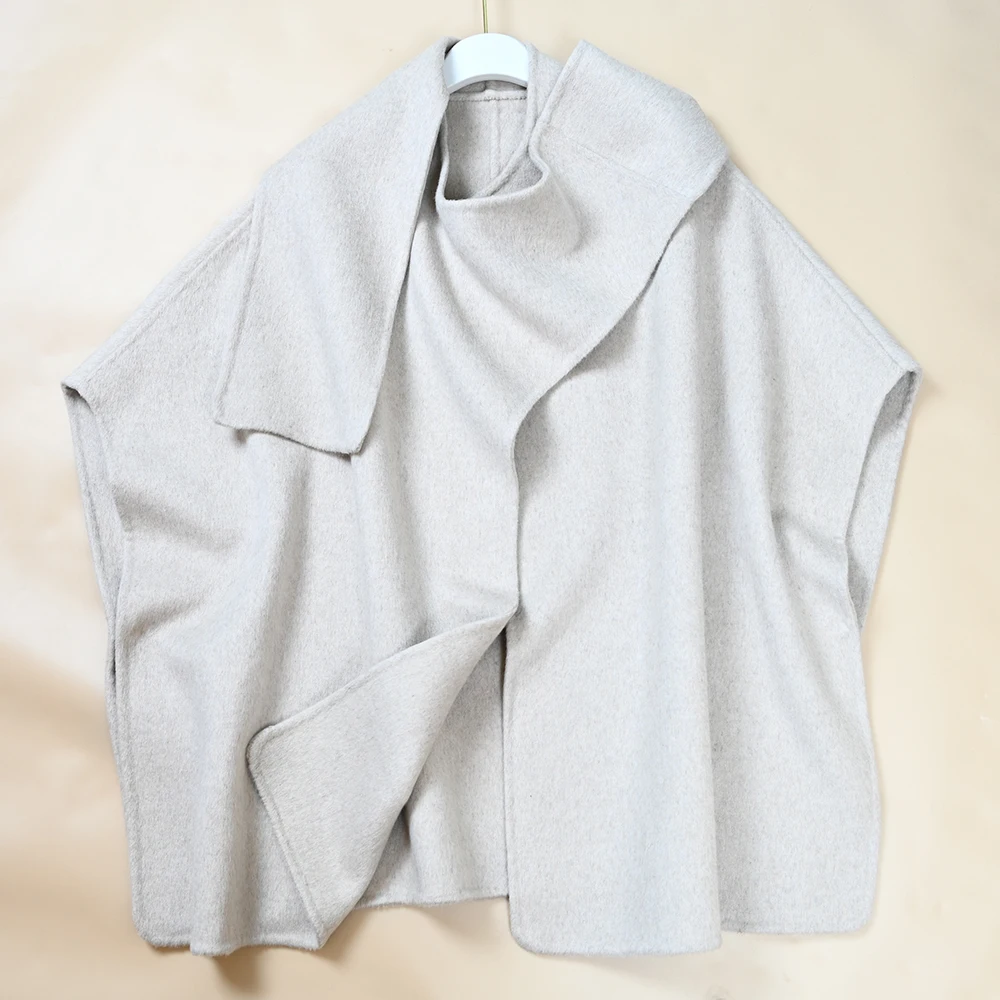 

Nordic Sle Women's Double-Sided Woolen awl Coat Collarl Overcoat Thiened Winter New Arrival Faion Outerwear