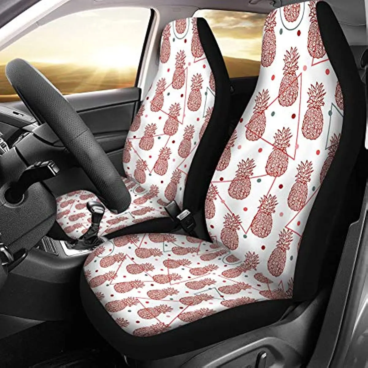 Front Seat Covers Set of 2 Universal Fit Cute Pineapple Cartoon Front Bucket Seat Cover for Seats -Fruit Print