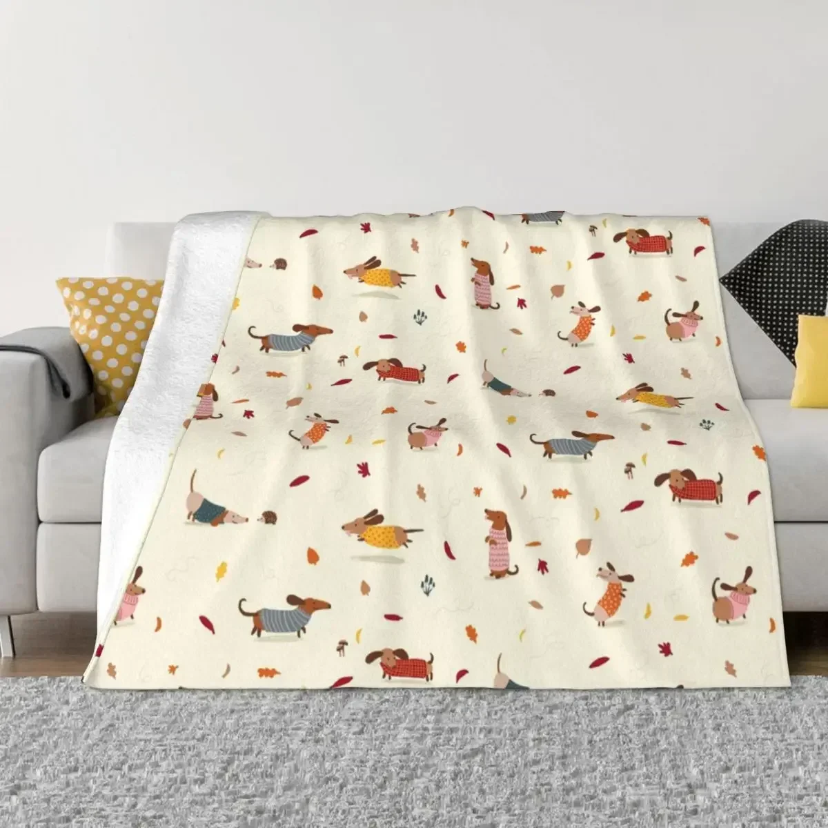 Cute Dachshunds Puppy Blanket Dog Flannel Warm Throw Blankets for Home Decor Spring Autumn Cozy Living Room