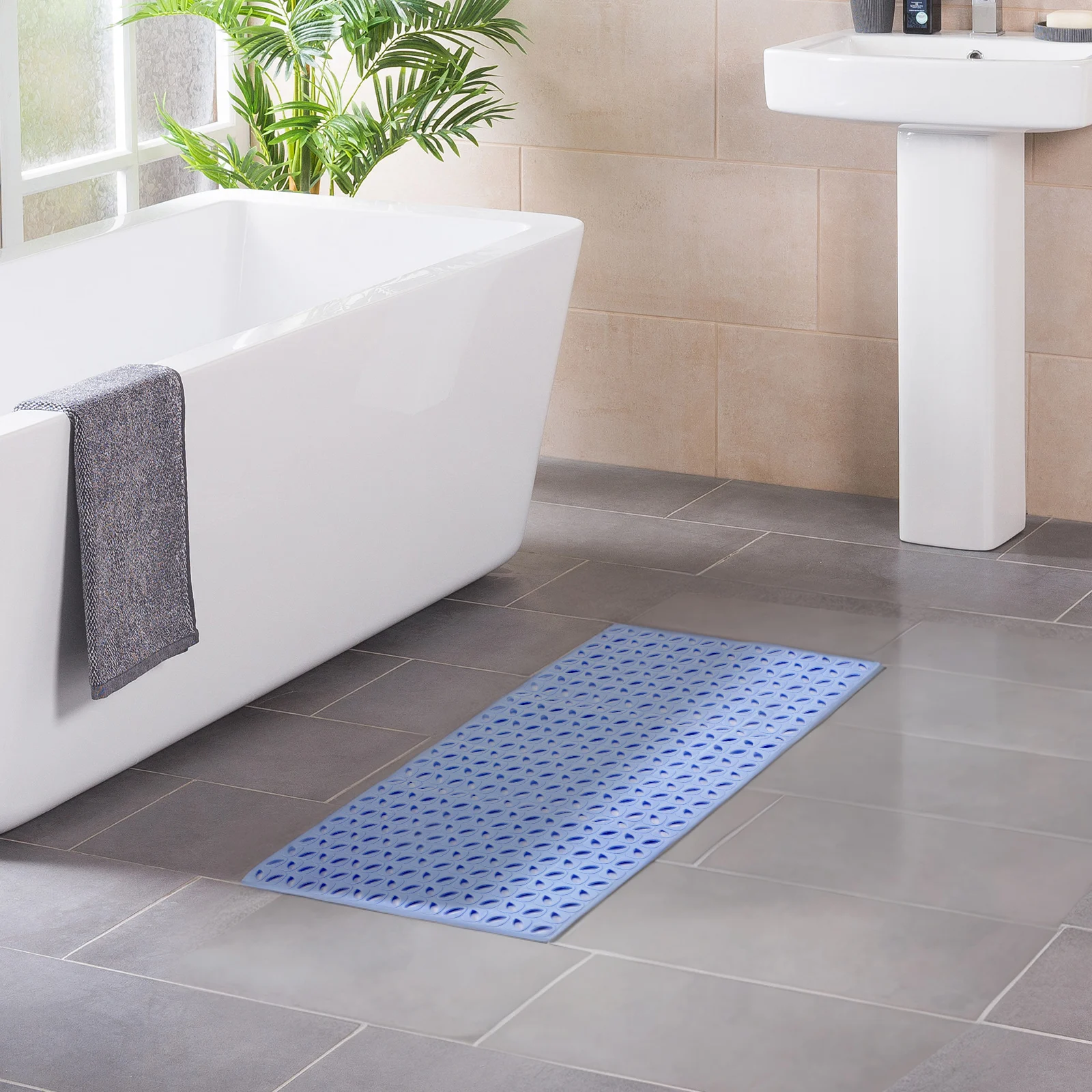 

Nonslip Shower Bathtub Bathroom Floor Mat With Drain Holes Tpe Soft Bathtub Nonskid Mat For Shower Tub Comfort Safety