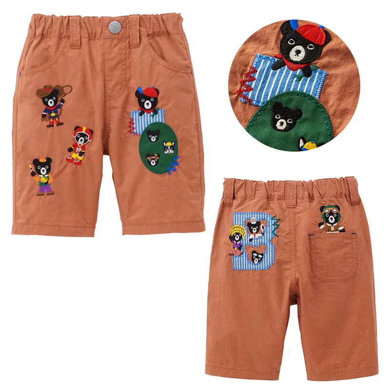 

New Summer Boys' Shorts Cartoon Embroidered Cropped Pants
