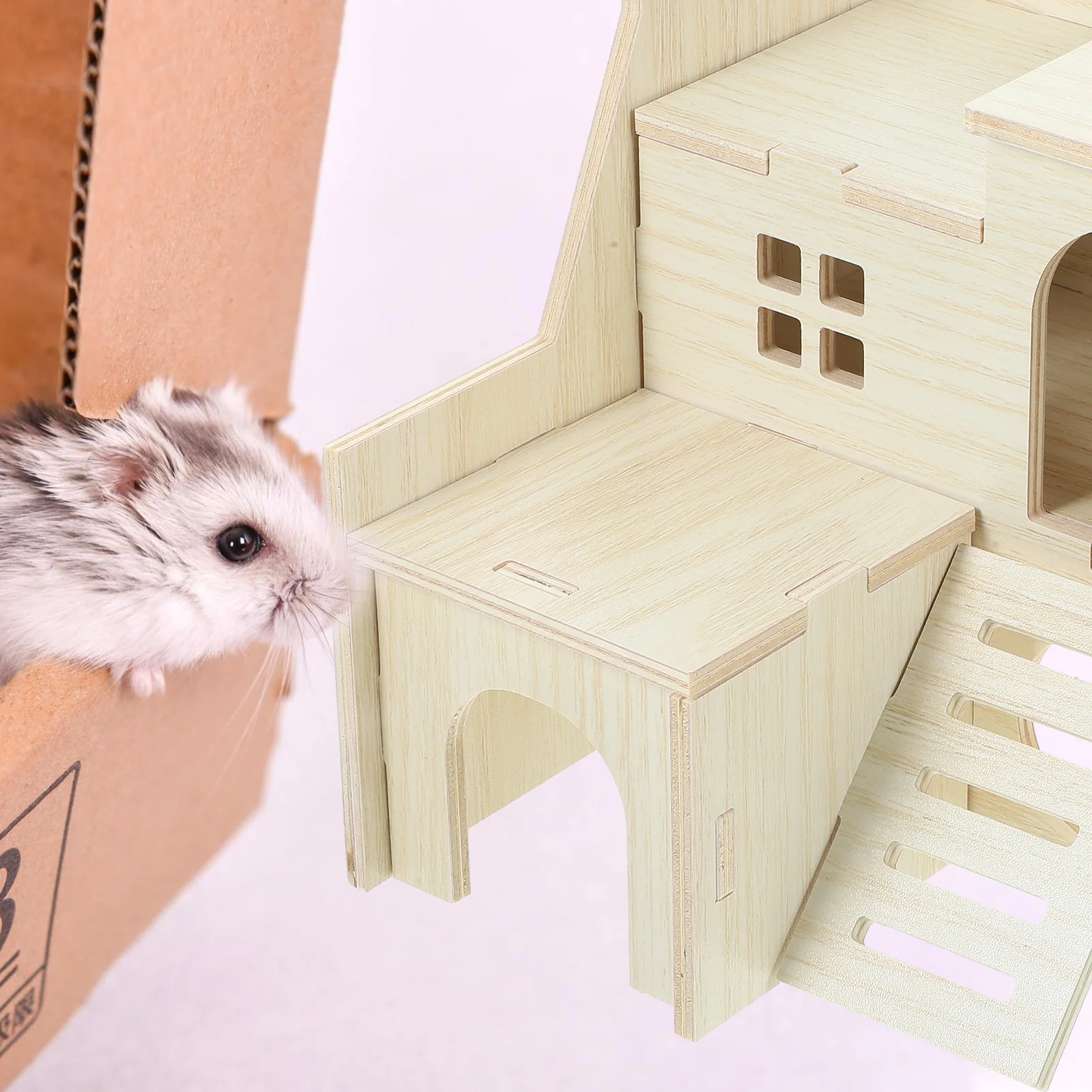 

Hamster Wooden House Hideout Shelter for Hamsters Guinea Pig Durable Wear Resistant Natural Wood Small Animal Pet