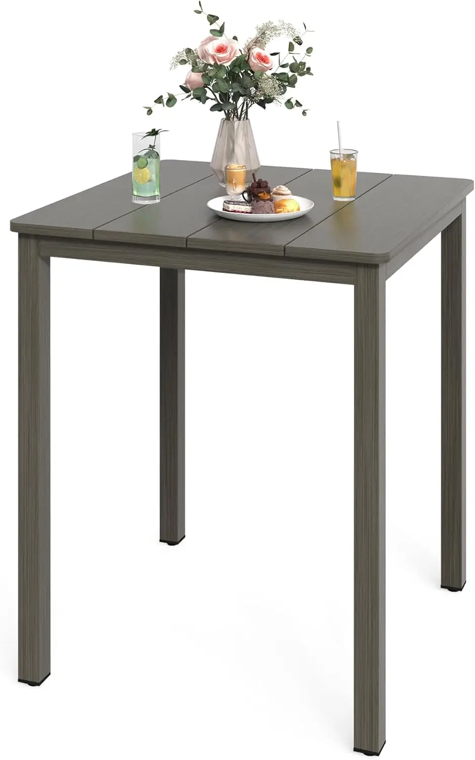 طاولة بار خارجية مربعة مقاس 32 بوصة، مقاومة للماء والطقس، رمادي - فناء، شرفة، للاستخدام الداخلي/الخارجي #3