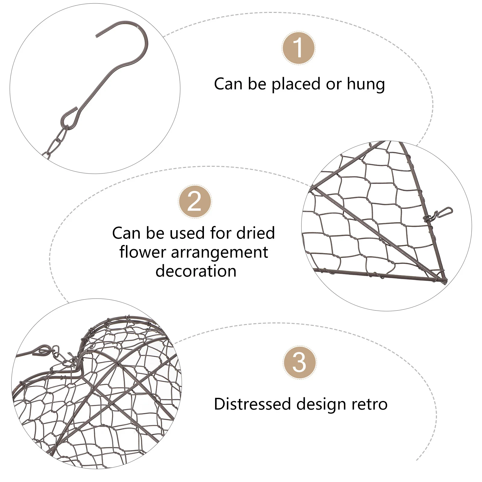 

Hanging Plant Pot Iron Frame Design Exquisite Details Wall Hanging Flowerpot for Office Home Garden Use Iron Succulent Planter