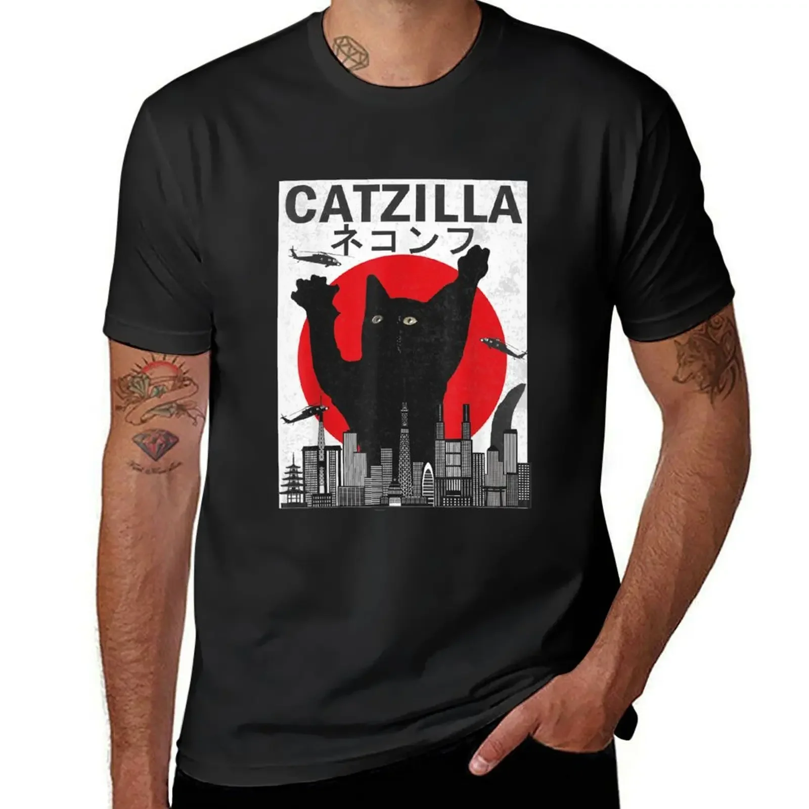 

Catzilla Japanese T-Shirt cheap stuff cotton graphic tees customs design your own graphic t shirts men clothings