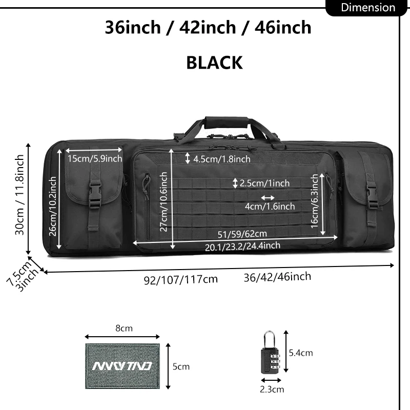 Tac rif-le funda para exteriores, mochilas de transporte para tiro Airsoft de 36, 42 y 46 pulgadas, accesorios de caza, funda doble ri-fle