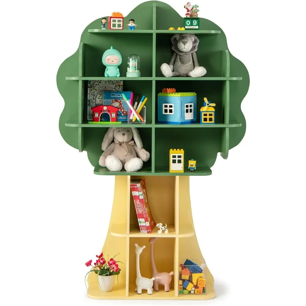 

Tree Kids Bookshelf, Toddler Montessori Shelf Book Rack, Toy and Book Storage for Kids, Wooden Children’s Bookcas