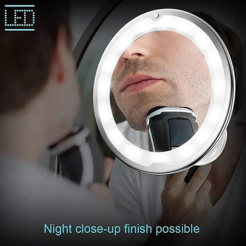 10X LED Mirror Makeup Mirror Illuminated Magnifying Vanity Mirrors Light Make Up 360 Degree Rotation Flexible Bathroom Mirrors