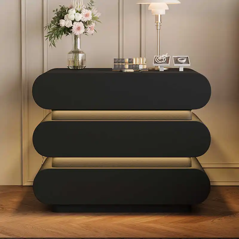 

Modern minimalist six-cupboard bedroom locker with lamp