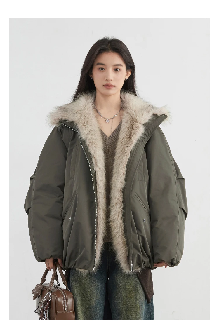CHIC VEN New Women Down Coat Solid Hooded Loose Casual Faux Fur Collar 90 White Duck Down Ladies Down Jacket Autumn Winter 2026