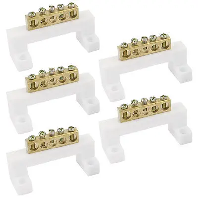 5 Pcs Electric Cable Connector 5 Positions Screw Barrier Terminal Block 400V 20A