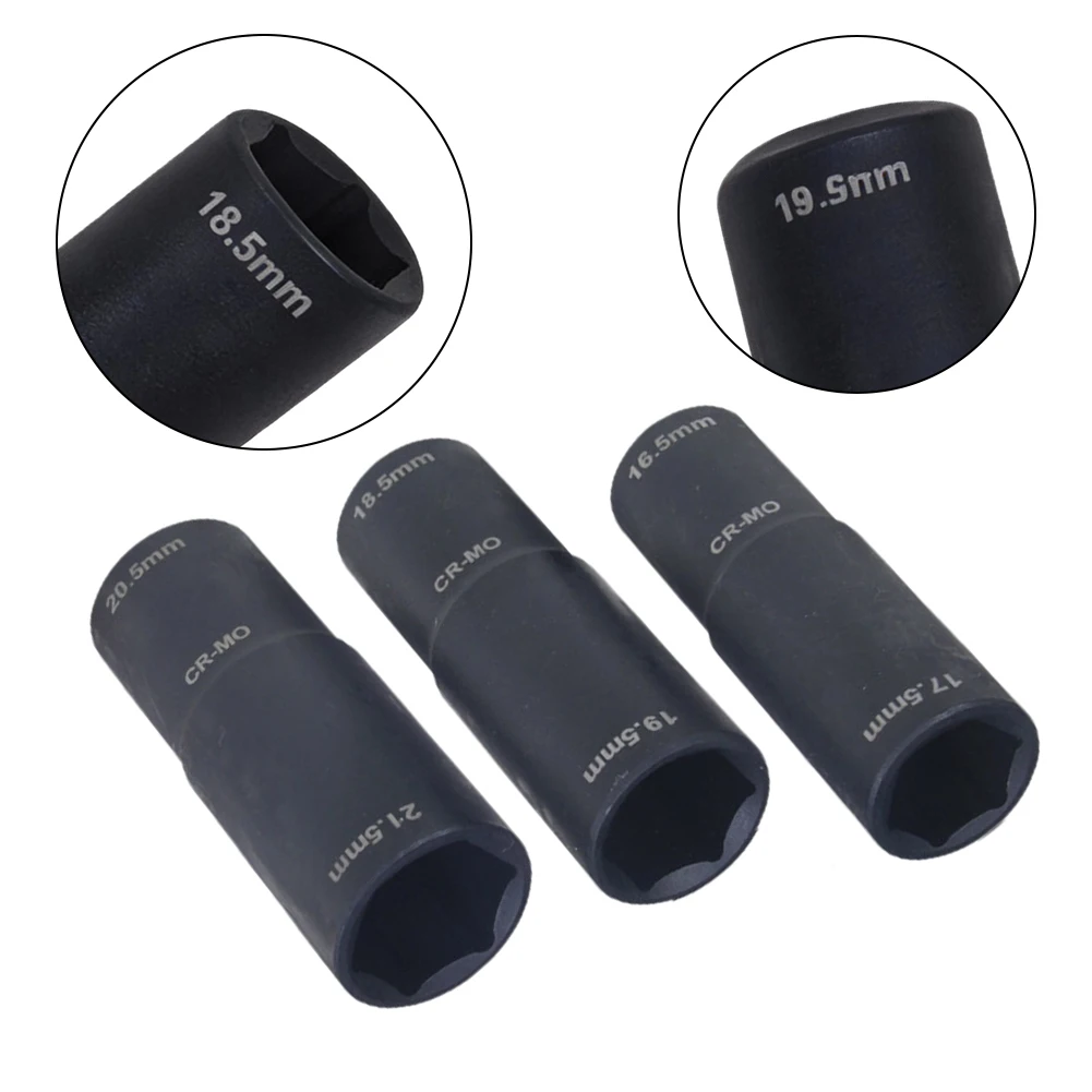 Car 1/2-inch Drive Lug Nut Flip Socket Set 18.5 X 19.5mm,20.5 X 21.5mm,17.5 X 16.5mm Wheel Nut Removal Socket Set