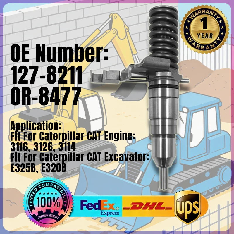 Fuel Injector 127-8211 0R-8477 1278211 0R8477 for Caterpillar CAT Engine 3116 3126 3114 Excavator E325B E320B