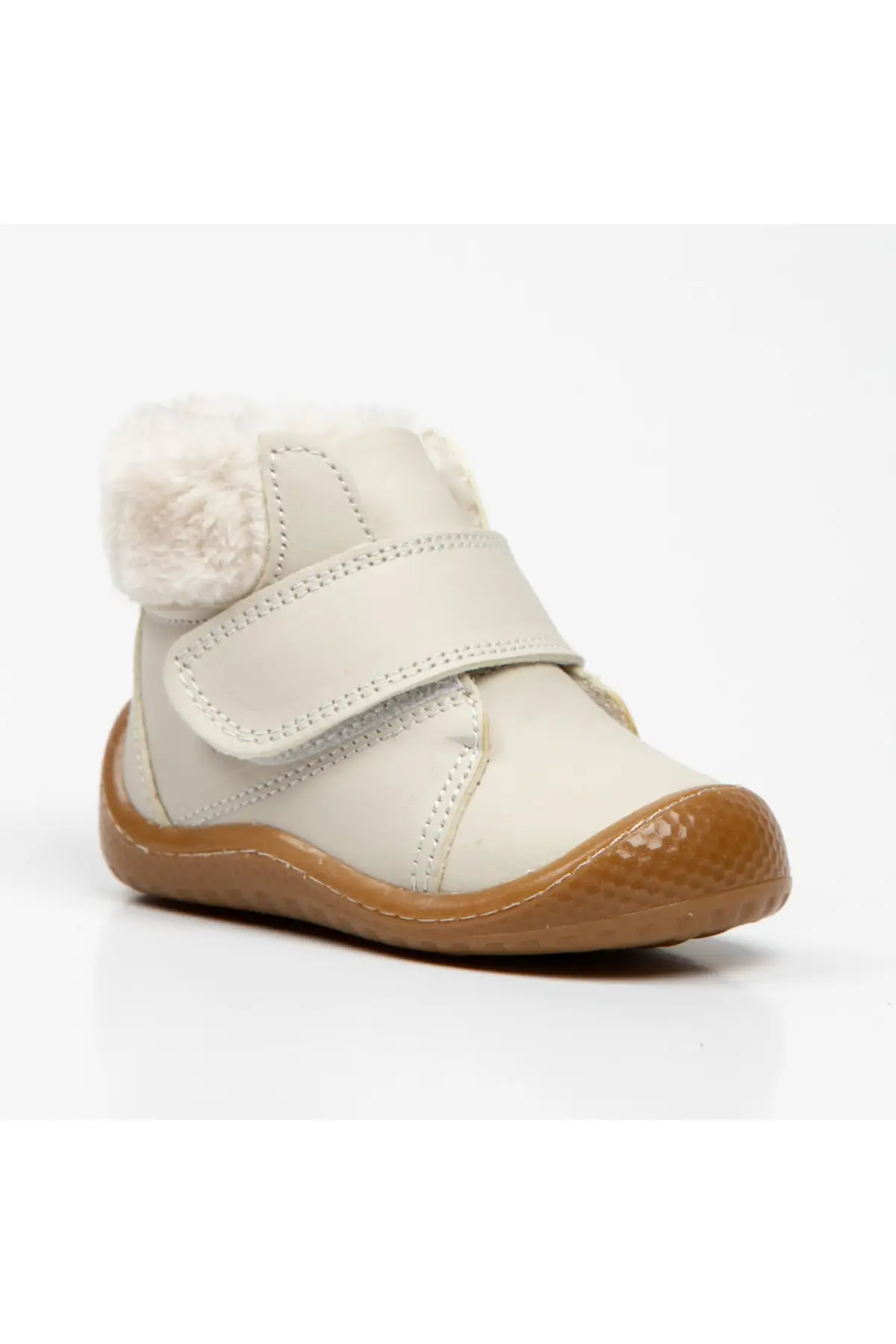 Baby Girl Cream Orthopedic Winter Genuine Leather Furry First Step Shoes