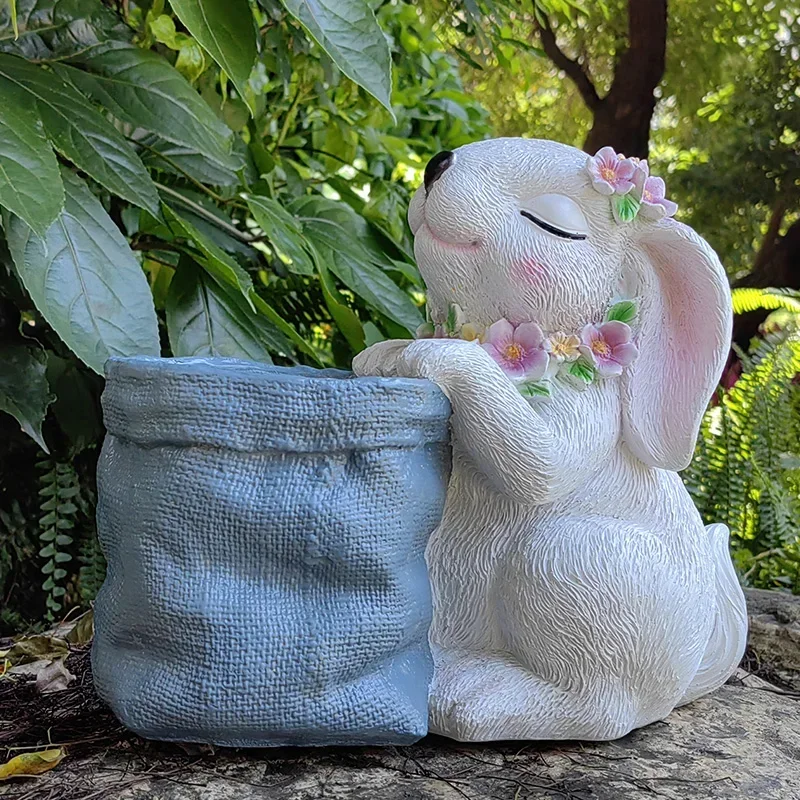 Outdoor Garden Flower Pots, Cartoon Rabbit Pots for Plants Creative Personality Stand for Flowers, Succulent Potted, Home Garden