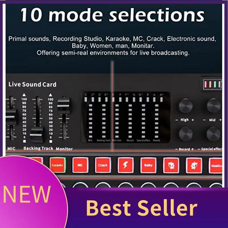 

HFES M9 Sound Card Live Broadcast Equipment Sound Card With Color Lights Compatible With Multi-Platform Live Singing