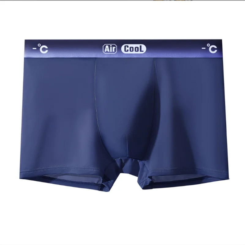 Ice injMen-Pantalon à quatre coins plats pour hommes, sous-vêtements respirants, anti-favorable, mince, confortable, été