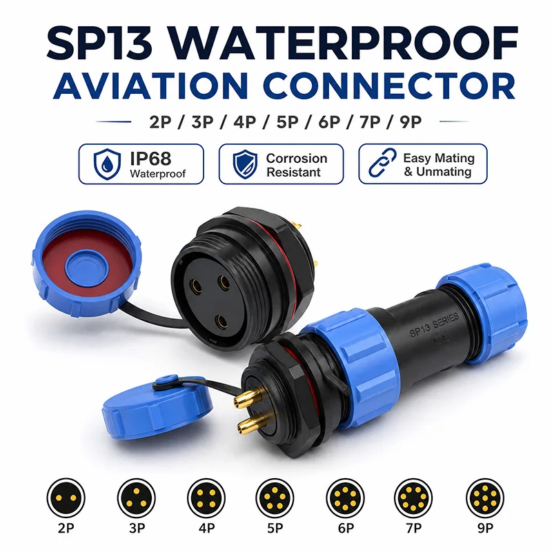 Aviator Connector Kit - IP68 SP13 Aviation Plug Socket Waterproof