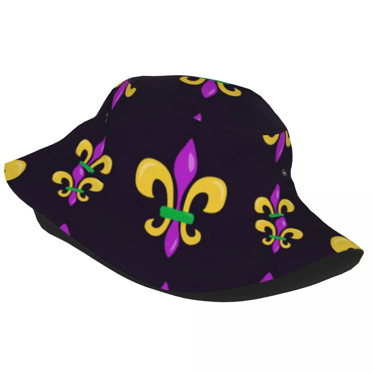 Fleur De Lis Mardi Gras Background Unisex Casual Sun Hat Bucket Bob Hip Hop Cap Fisherman Panama