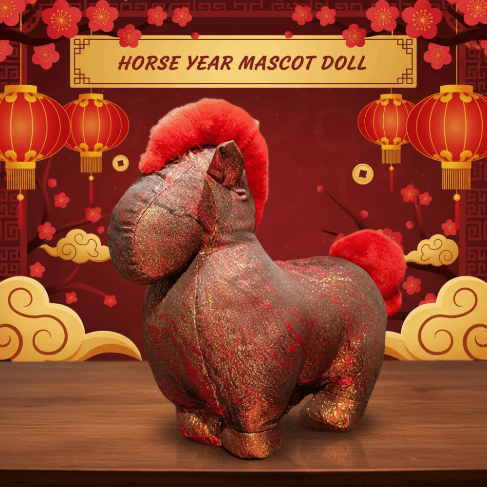 

Funny Mascot Dolls Horse Plush Doll Cute Creative Stuffed Horse Toy Kawaii Fluffy Zodiac Pony Figurine Birthday Gift