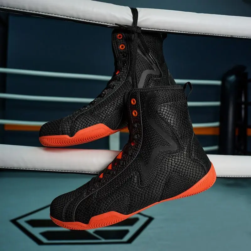 

Mens Lightweight Wrestling Shoes Breathable Mesh Boxing Sneakers Mens Training Boxing Shoes Black Red Sneakers