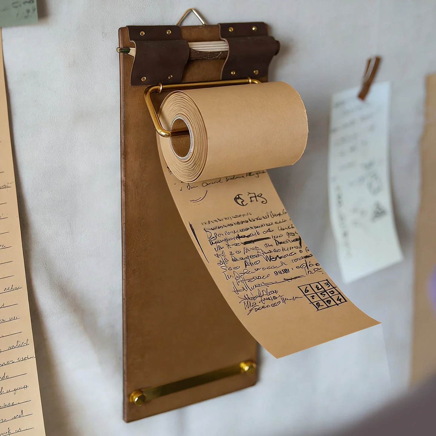 Vintage-style sticky note book, kraft paper refrigerator magnetic wall hanging creative office hand-drawing