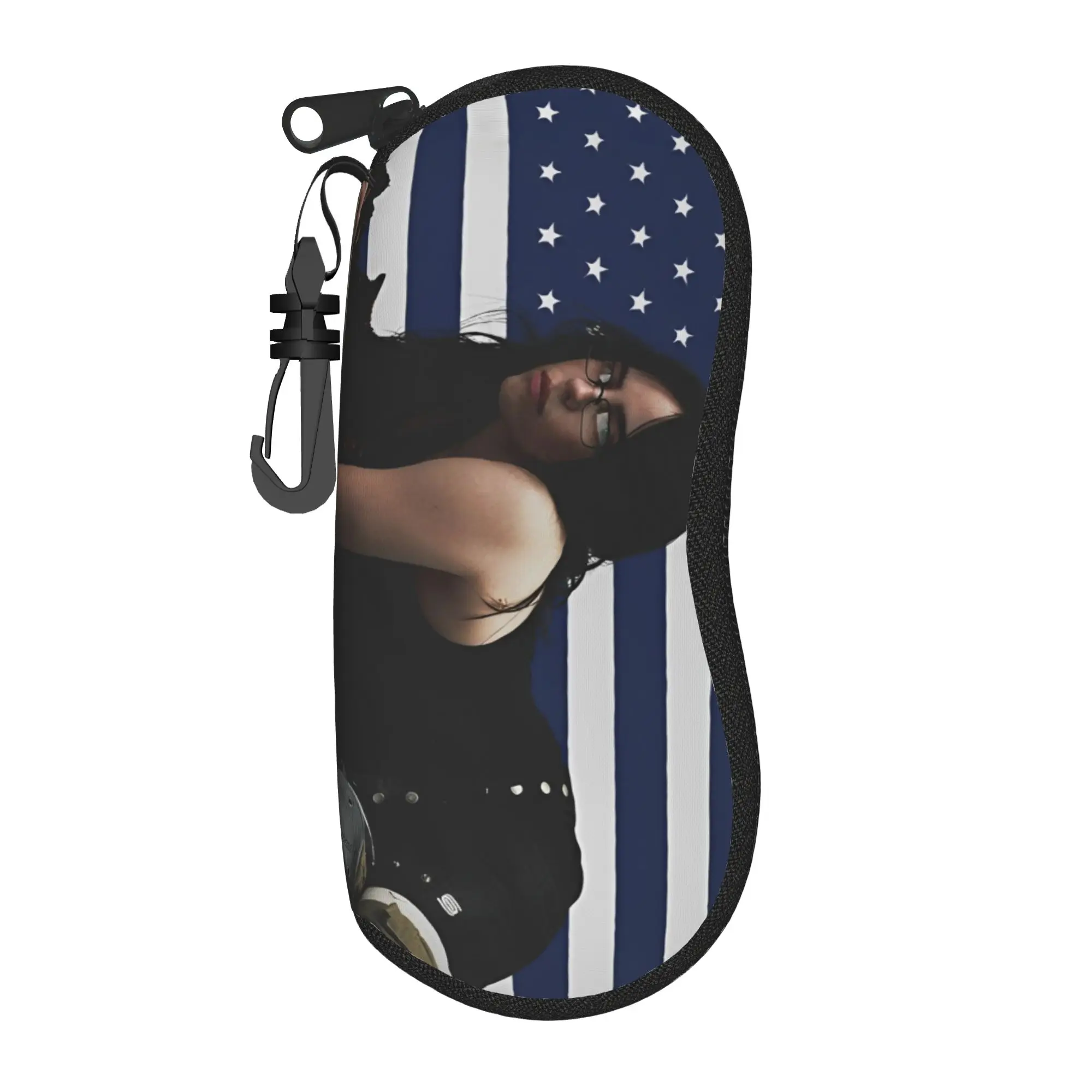American Flag Singer Glasses Case Men Women Student Zipper Hit Me Hard and Soft Glasses Protector Office Eyewear Container
