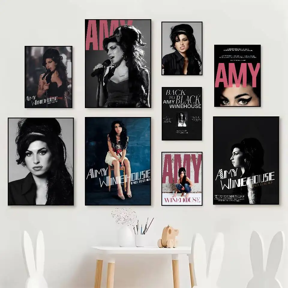 ملصق Beauty Woman Amy Winehouse Singer Star ملصق عالي الدقة ذاتي اللصق مقاوم للماء مثالي لتزيين غرفة المعيشة وغرفة النوم #2