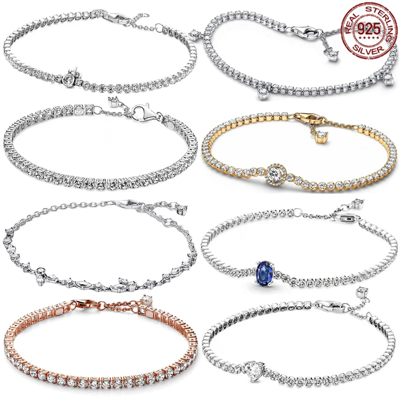 2023 Hot Selling 925 Sterling Silver Elegant Temperament All Zircon Bracelet fit Design Original Charm Beaded DIY Gift