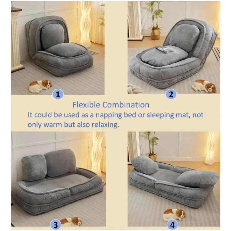 lazy sofa, 5 adjustable positions, sitting, sleeping, folding, suitable for bedrooms, living rooms, space-saving design