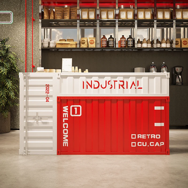 

Industrial wind checkout page Milk tea shop coffee bar restaurant counter wrought iron custom reception